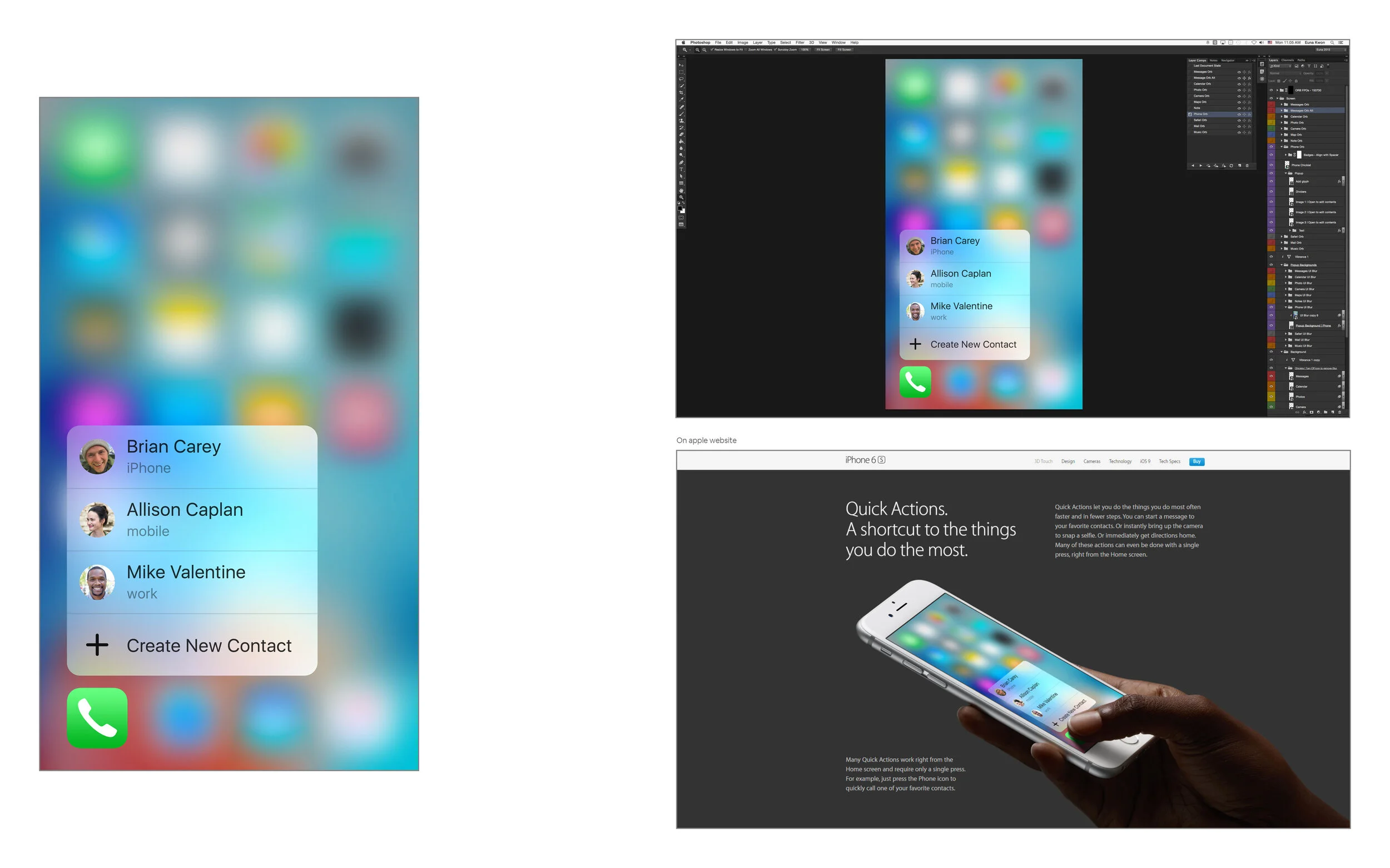 3D Touch screen with blur effects