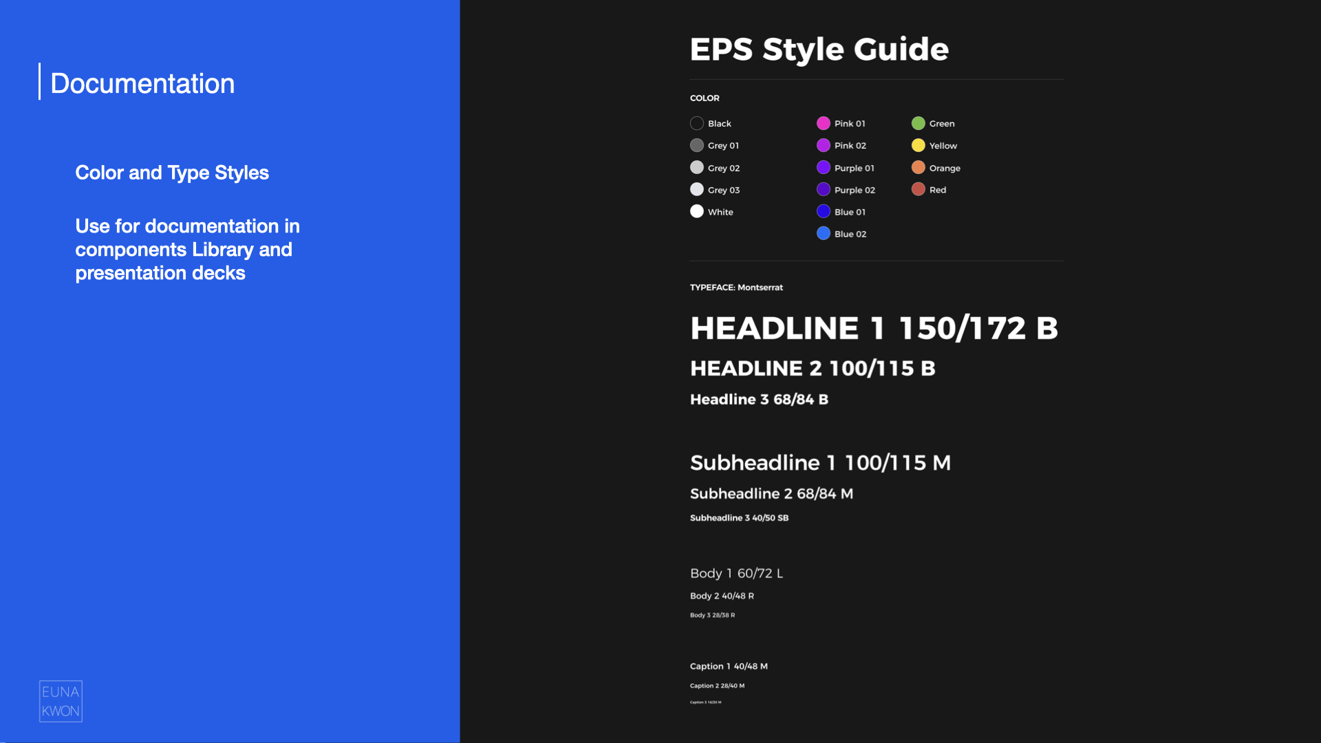 Documentation — EPS Style Guide color and type styles