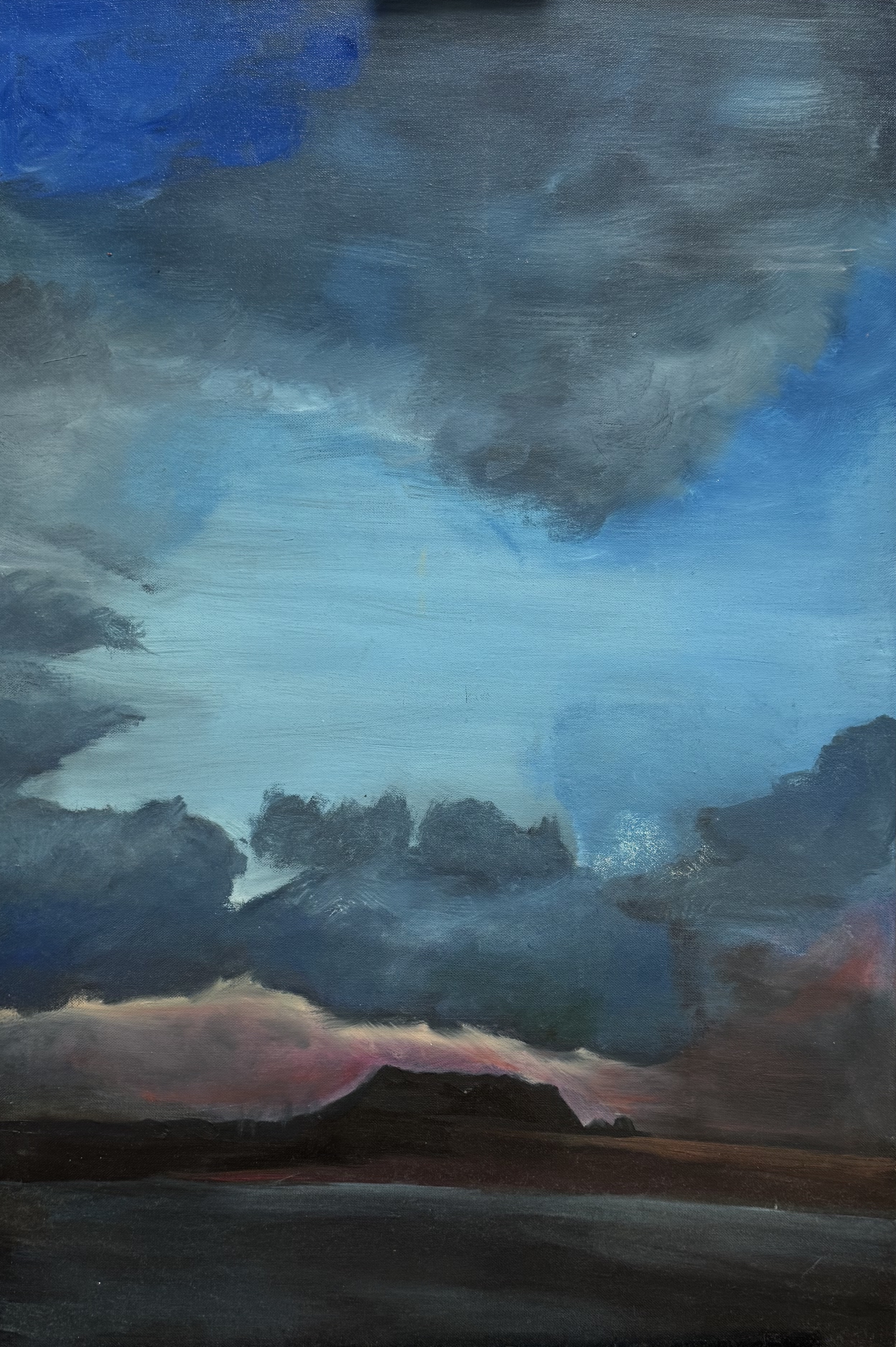 Jeju — oil painting of a dramatic cloudy sky over a landscape